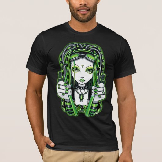 "Vivian" Cyber gothic Dark Industrial Fairy Shirt (Voorkant)