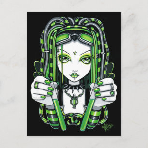 "Vivian" Cybergoth Dark Industrial Fairy Briefkaar Briefkaart