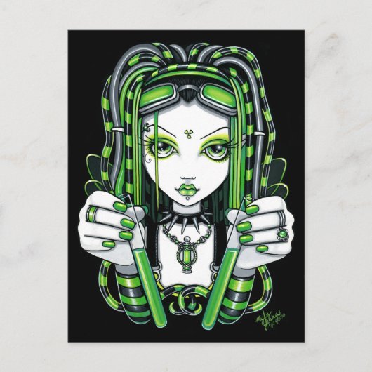 "Vivian" Cybergoth Dark Industrial Fairy Briefkaar Briefkaart (Voorkant)