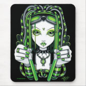 "Vivian" Cybergoth Dark Industrial Fairy Mousepad Muismat (Voorkant)