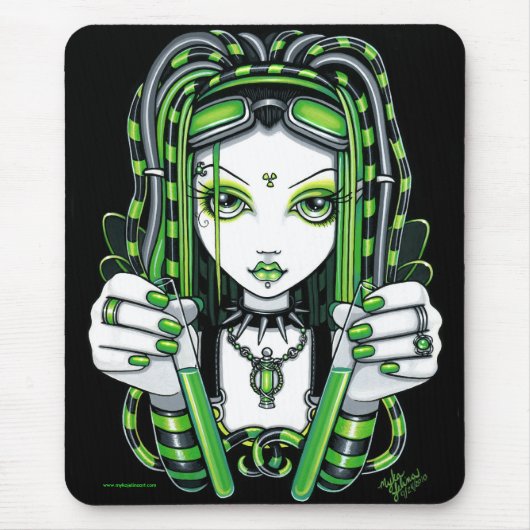 "Vivian" Cybergoth Dark Industrial Fairy Mousepad Muismat (Voorkant)