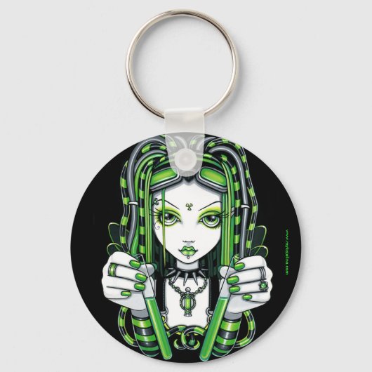 "Vivian" Cybergoth Dark Industrial Fairy Sleutelha Sleutelhanger (Voorkant)