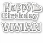 Vivian Happy Birthday silver Aufkleber Sticker (Voorkant)