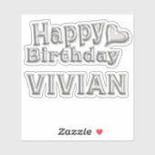 Vivian Happy Birthday silver Aufkleber Sticker (Vel)