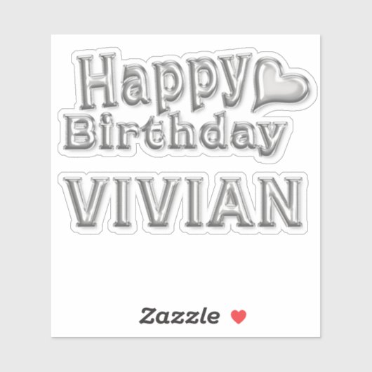 Vivian Happy Birthday silver Aufkleber Sticker (Vel)