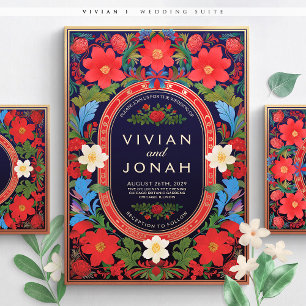 VIVIAN I - Kleurrijke Bloemen Huwelijksuitnodiging Kaart