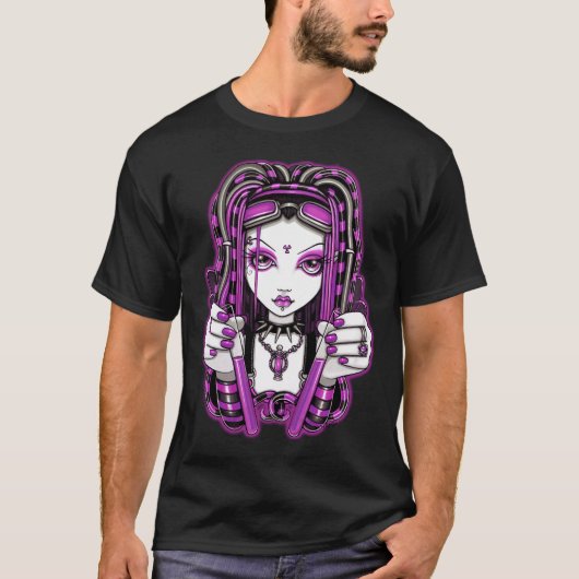 "Vivian" roze Cyber Gothic Dark Industrial Fairy T T-shirt (Voorkant)