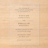Vivian Simple Elegant Wedding Acryl Uitnodigingen (Voorkant)