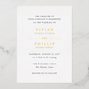 Vivian Simple Elegant Wedding Folie Uitnodiging