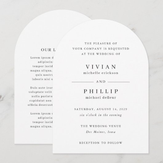 Vivian Simple Elegant Wedding Kaart (Voorkant / Achterkant)