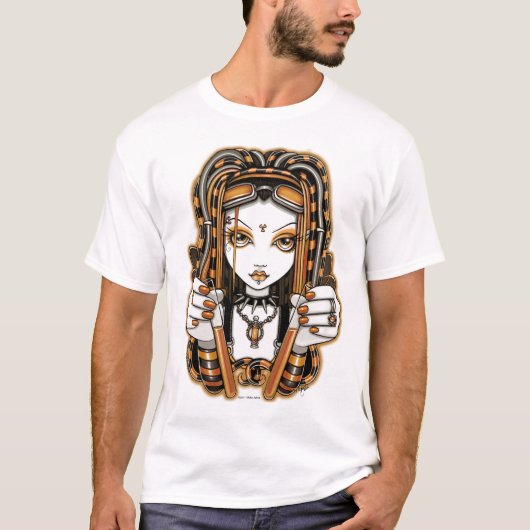 "Vivian" Tangerine Cyber Gothic Fairy Art T-shirt (Voorkant)