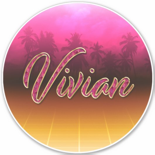 Vivian Vorname Name golden pink Aufkleber Sticker (Voorkant)