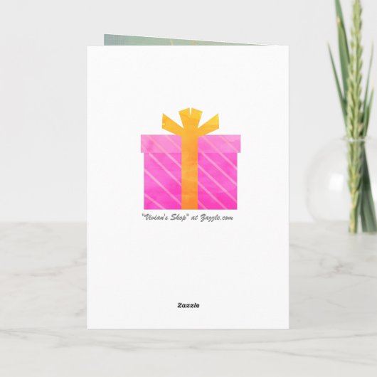 Vivian's Shop Happy Birthday met mooie bloemen Kaart (Achterkant)