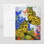 Vivid 1920 Butterflies and Garden Flowers Briefkaart (Voorkant / Achterkant)