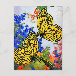 Vivid 1920 Butterflies and Garden Flowers Briefkaart