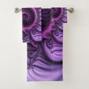 Vivid Abstract Cool Pink Paars Fractal Art Spiral Bad Handdoek