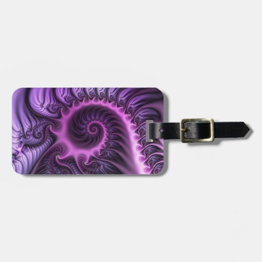 Vivid Abstract Cool Pink Paars Fractal Art Spiral Bagagelabel (Voorkant horizontaal)