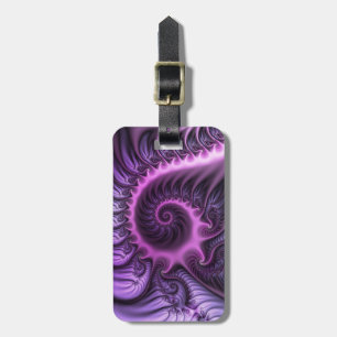 Vivid Abstract Cool Pink Paars Fractal Art Spiral Bagagelabel