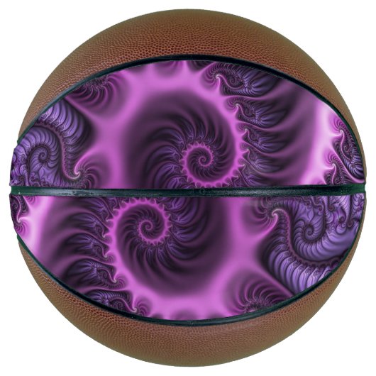 Vivid Abstract Cool Pink Paars Fractal Art Spiral Basketbal (Voorkant)