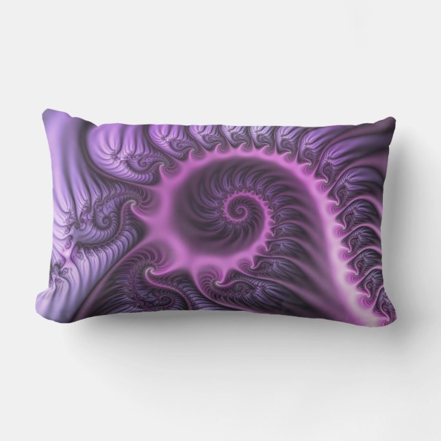 Vivid Abstract Cool Pink Paars Fractal Art Spiral Buitenkussen (Voorkant)