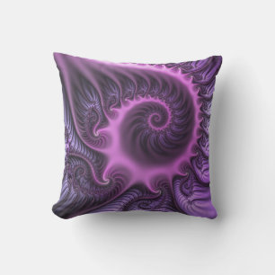 Vivid Abstract Cool Pink Paars Fractal Art Spiral Buitenkussen