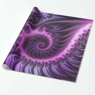 Vivid Abstract Cool Pink Paars Fractal Art Spiral Cadeaupapier