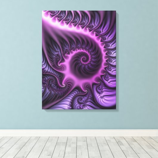 Vivid Abstract Cool Pink Paars Fractal Art Spiral Canvas Afdruk (Insitu (Houten vloer))