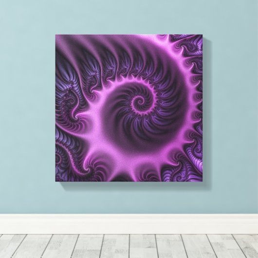 Vivid Abstract Cool Pink Paars Fractal Art Spiral Canvas Afdruk (Insitu (Houten vloer))
