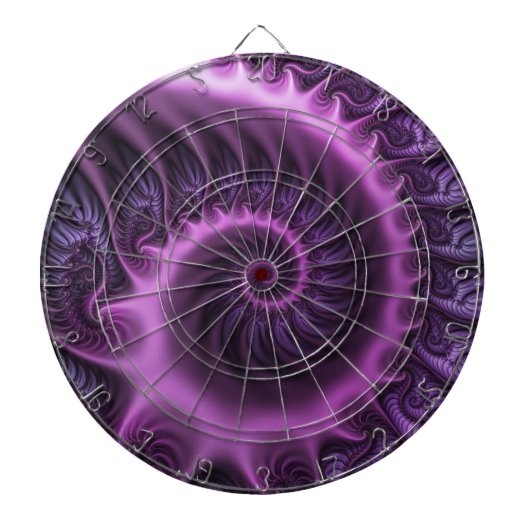 Vivid Abstract Cool Pink Paars Fractal Art Spiral Dartbord (Voorkant)