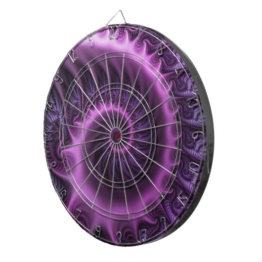 Vivid Abstract Cool Pink Paars Fractal Art Spiral Dartbord (Voorkant Rechts)