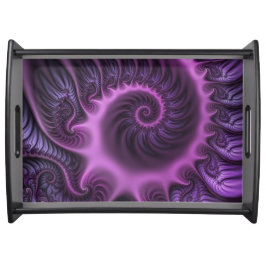 Vivid Abstract Cool Pink Paars Fractal Art Spiral Dienblad