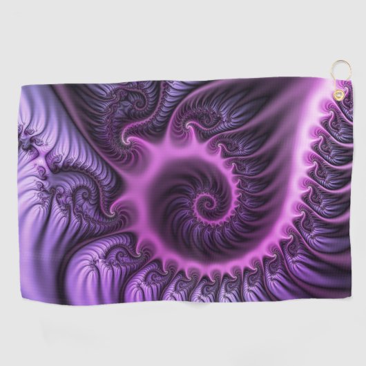 Vivid Abstract Cool Pink Paars Fractal Art Spiral Golfhanddoek (Horizontaal)