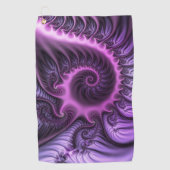 Vivid Abstract Cool Pink Paars Fractal Art Spiral Golfhanddoek (Voorkant)