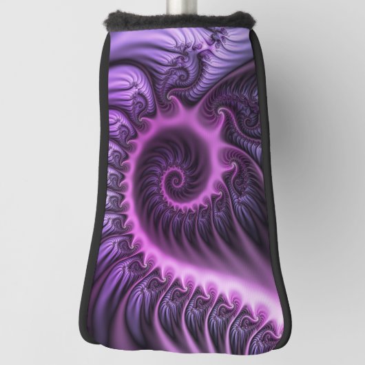 Vivid Abstract Cool Pink Paars Fractal Art Spiral Golfheadcover (Draai 90)