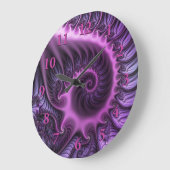 Vivid Abstract Cool Pink Paars Fractal Art Spiral Grote Klok (Hoek)
