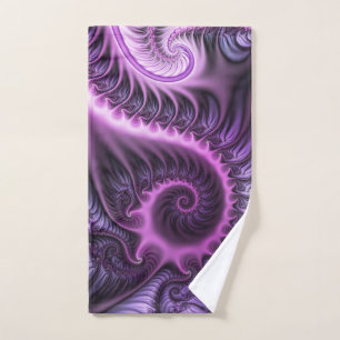 Vivid Abstract Cool Pink Paars Fractal Art Spiral Handdoek