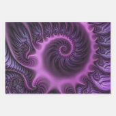 Vivid Abstract Cool Pink Paars Fractal Art Spiral Inpakpapier Vel (Voorkant 3)