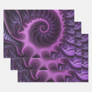 Vivid Abstract Cool Pink Paars Fractal Art Spiral Inpakpapier Vel