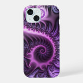 Vivid Abstract Cool Pink Paars Fractal Art Spiral iPhone 15 Case (Achterkant)