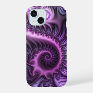 Vivid Abstract Cool Pink Paars Fractal Art Spiral iPhone 15 Case