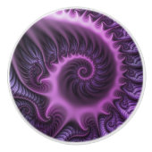 Vivid Abstract Cool Pink Paars Fractal Art Spiral Keramische Knop (Voorkant)