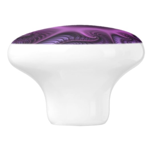 Vivid Abstract Cool Pink Paars Fractal Art Spiral Keramische Knop (Zijkant)