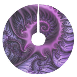 Vivid Abstract Cool Pink Paars Fractal Art Spiral Kerstboom Rok