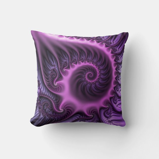 Vivid Abstract Cool Pink Paars Fractal Art Spiral Kussen (Voorkant)