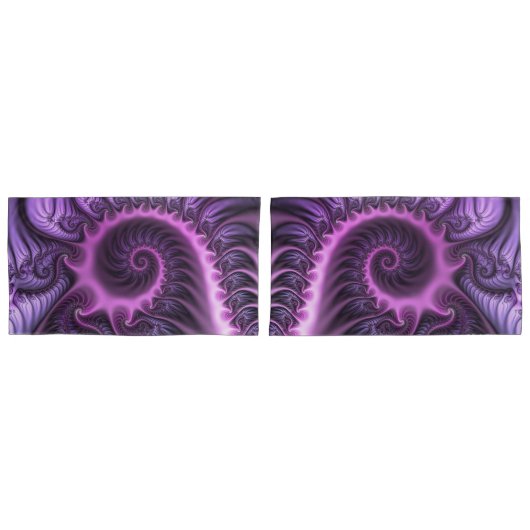 Vivid Abstract Cool Pink Paars Fractal Art Spiral Kussensloop (Voorkant-Set)