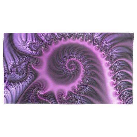Vivid Abstract Cool Pink Paars Fractal Art Spiral Kussensloop (Voorkant-Links)