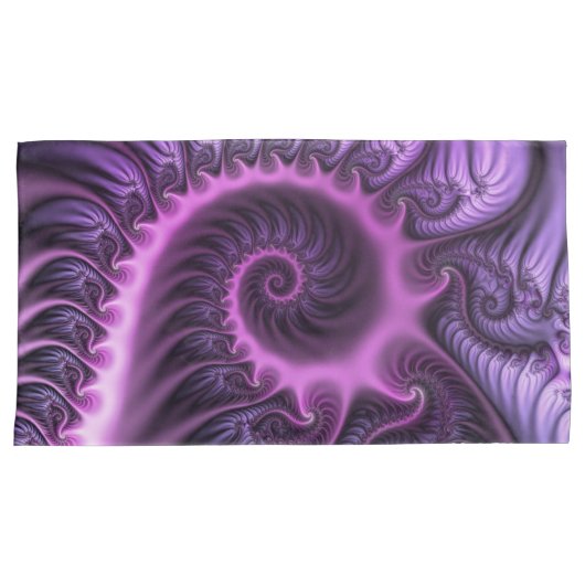 Vivid Abstract Cool Pink Paars Fractal Art Spiral Kussensloop (Voorkant-Rechts)