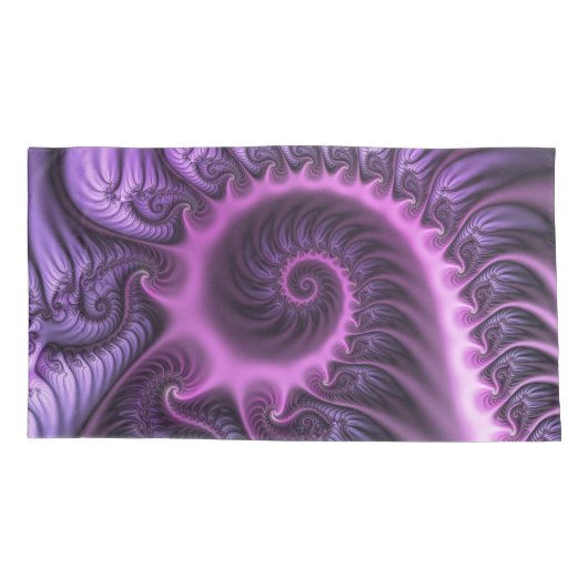 Vivid Abstract Cool Pink Paars Fractal Art Spiral Kussensloop (Achterkant-Links)