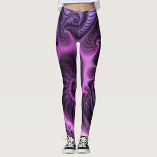Vivid Abstract Cool Pink Paars Fractal Art Spiral Leggings