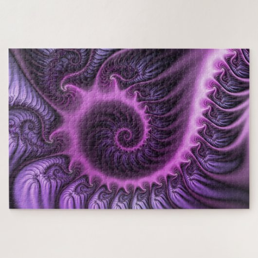 Vivid Abstract Cool Pink Paars Fractal Art Spiral Legpuzzel (Horizontaal)